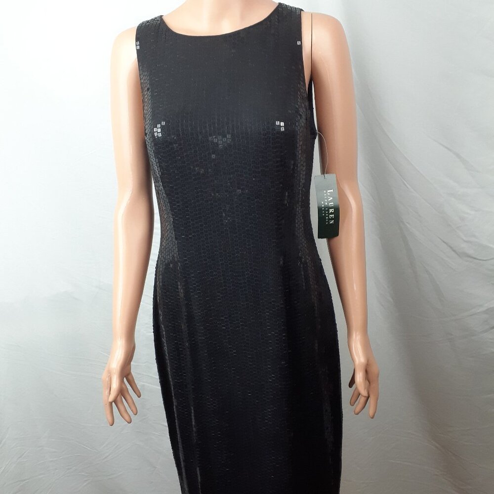 Ralph Lauren Sleeveless Black Sequin Formal Sequin Dress NWT Sz 6